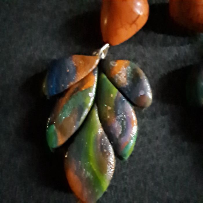 Boucles d'oreilles pendante multicolore pâte polymere - photo numéro 6