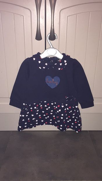 Robe 6 mois cœurs bleu marine /blanc/rouge Influx