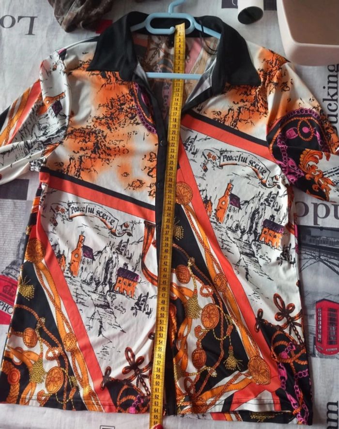 Chemise vintage manches longues femme à motif taille 42 - photo numéro 5