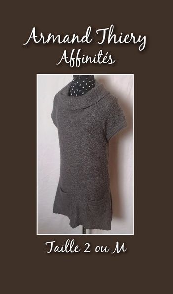 Robe tunique pull marron taupe mohair laine taille 2 ou M Armand Thiery Affinités