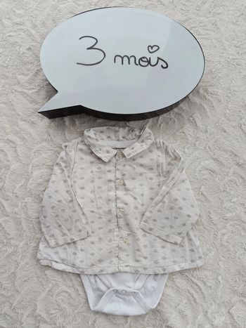 Body manches longues 2 en 1 avec chemise nuage Mixte 3 mois Vertbaudet