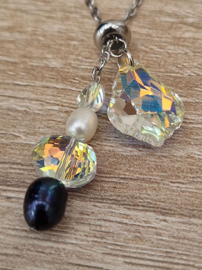 Collier Acier Perles D'eau Douce Cristal - photo numéro 18