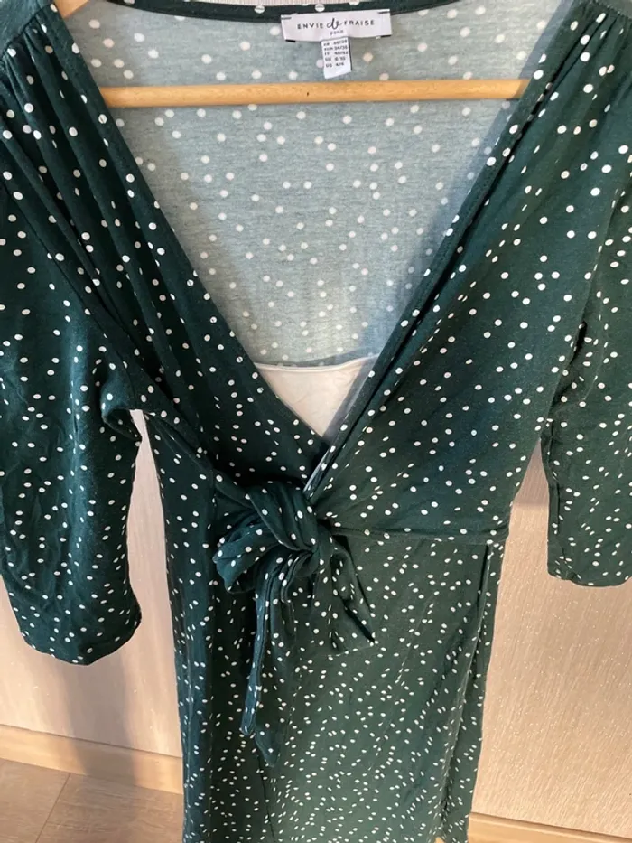 Robe grossesse vert à pois blanc - photo numéro 2