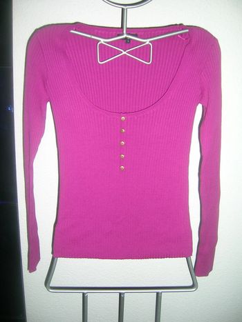 pull col rond échancré vieux rose neuf