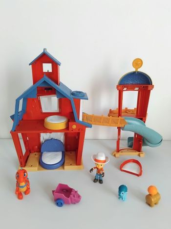 DINO RANCH Ferme Cabane Jon et Blitz  Dinosaure Complet  🦖