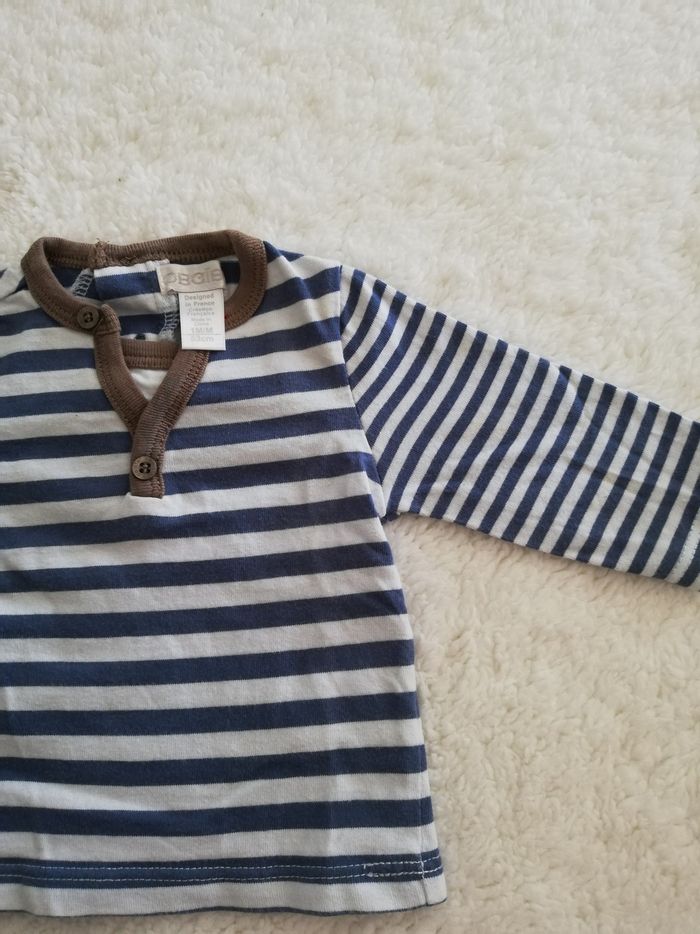 Tee shirt manche longue garçon obaïbi 1 mois marin - photo numéro 2
