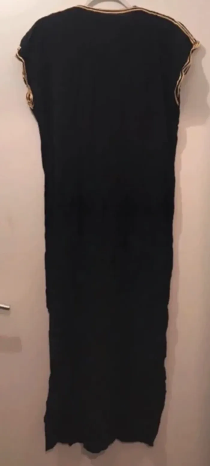 Robe été longue orientale manches courtes Noire dorée taille XL - photo numéro 2