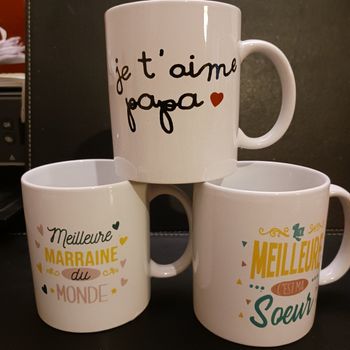 3 Tasses meilleur sœur marraine et papa