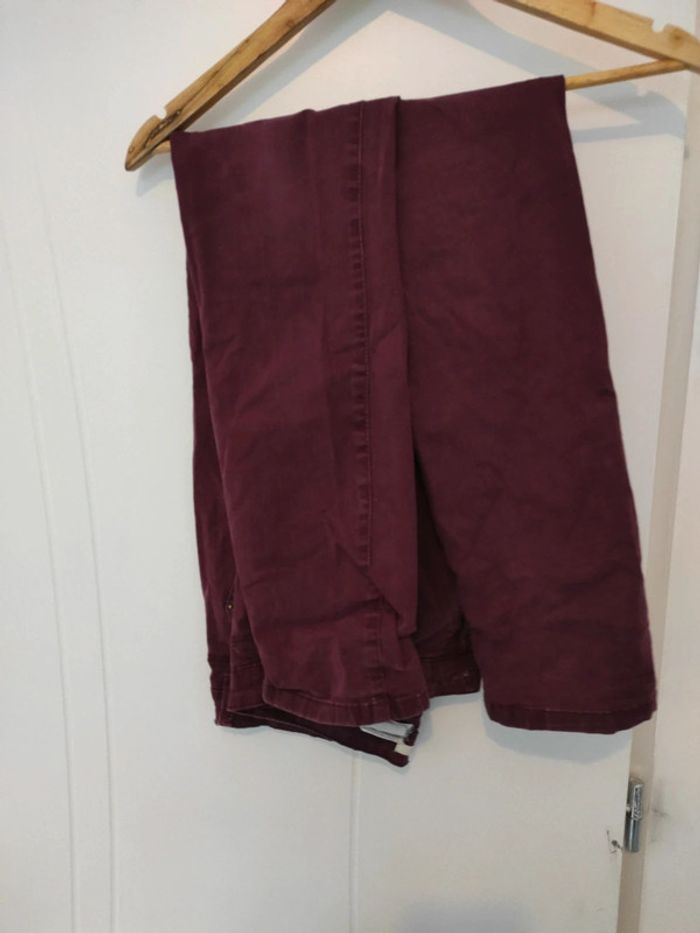 Pantalon en jean camaïeu bordeau - photo numéro 2