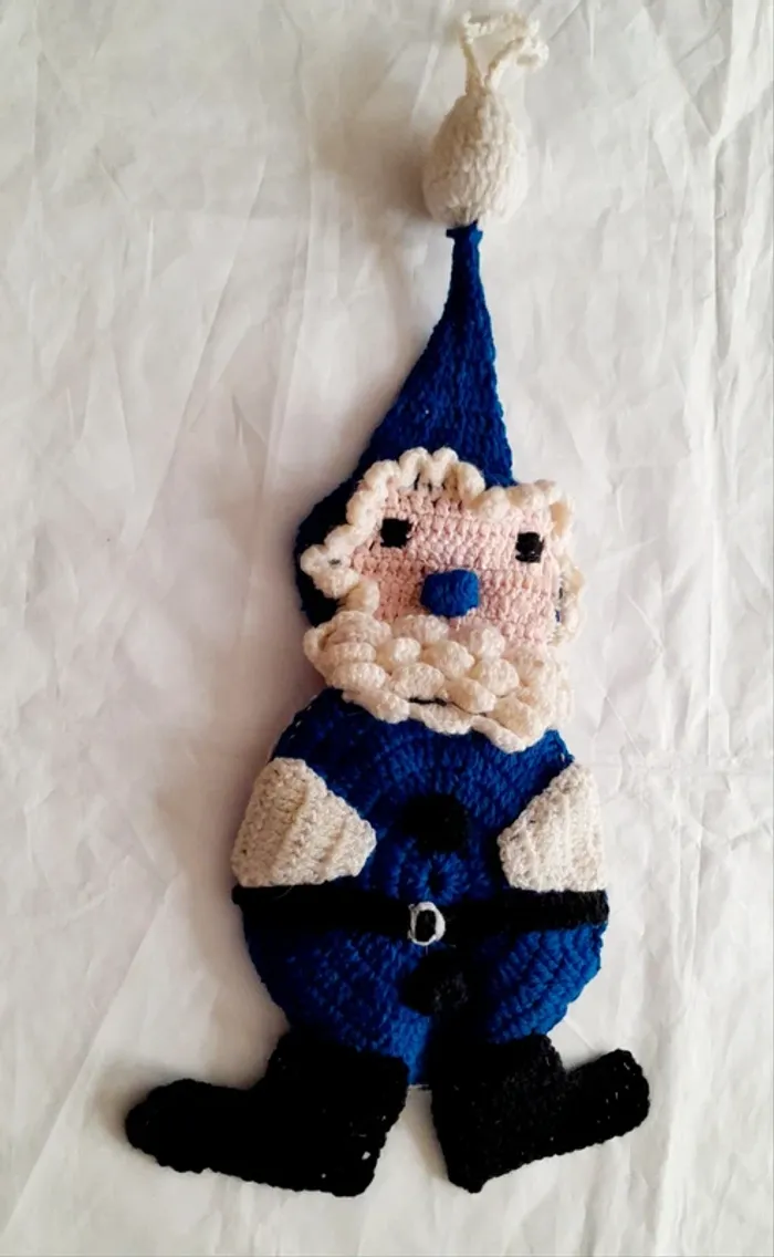 Décoration de Noël Père Noël bleu fait main au crochet
