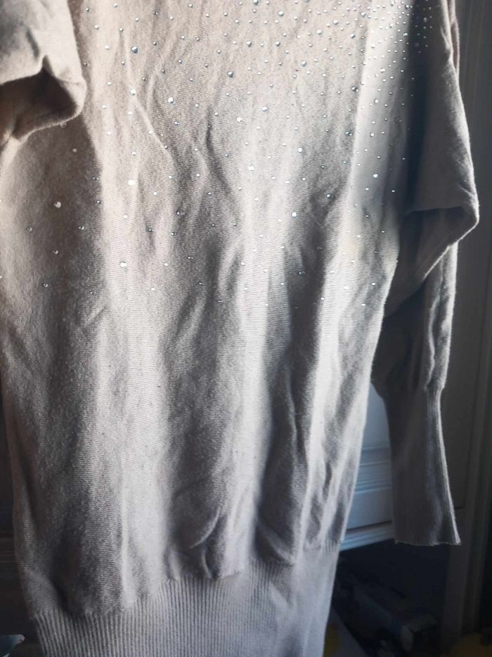 Pull avec strass marron Orange d'or - photo numéro 2