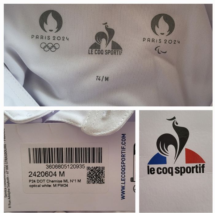 Le Coq Sportif Chemise ML TM/TFr38 - Blanche&Revers Rose- Officielle JO Paris 2024 - photo numéro 6