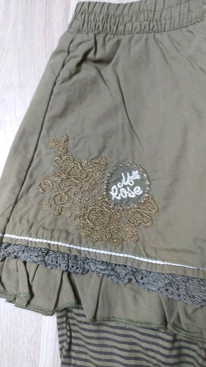 Jupe avec un legging assorti vert kaki et gris très très foncé Jean Bourget 18 mois - photo numéro 2