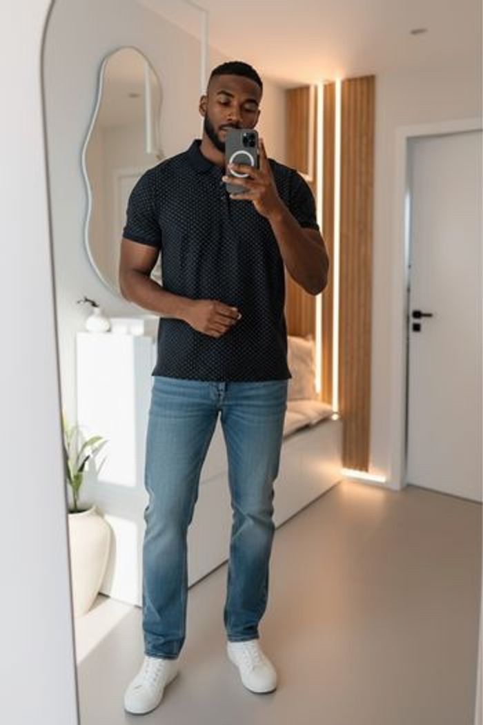 T-shirt polo noir gemo