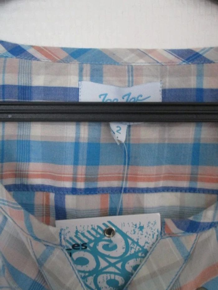 Blouse à carreaux beige/bleu/corail Jac Jac 38 NEUVE - photo numéro 8