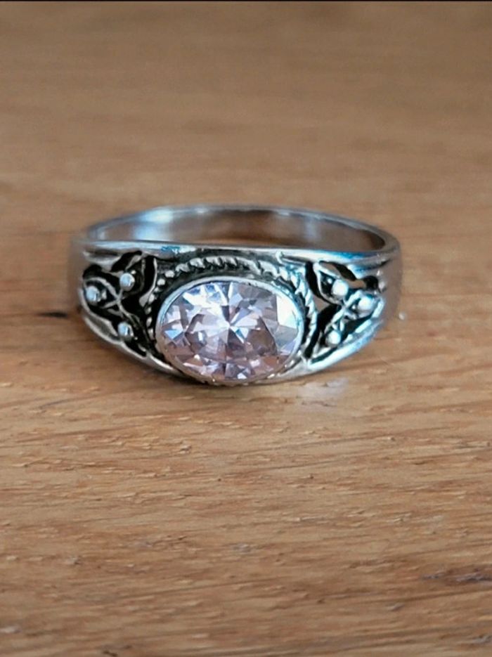 Bague argent 925 et pierre en zirconium rose taille 60 Maty - photo numéro 3