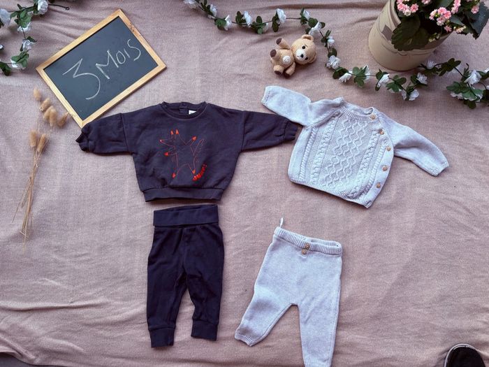 Deux ensembles garçon taille 3 mois (c et a , tape à l’œil, h et m) - photo numéro 3