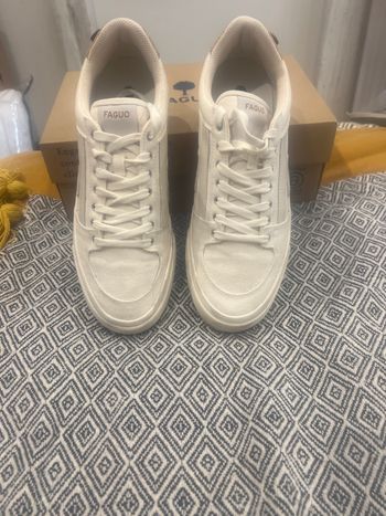 Tennis toile blanc cassé talon liège Faguo