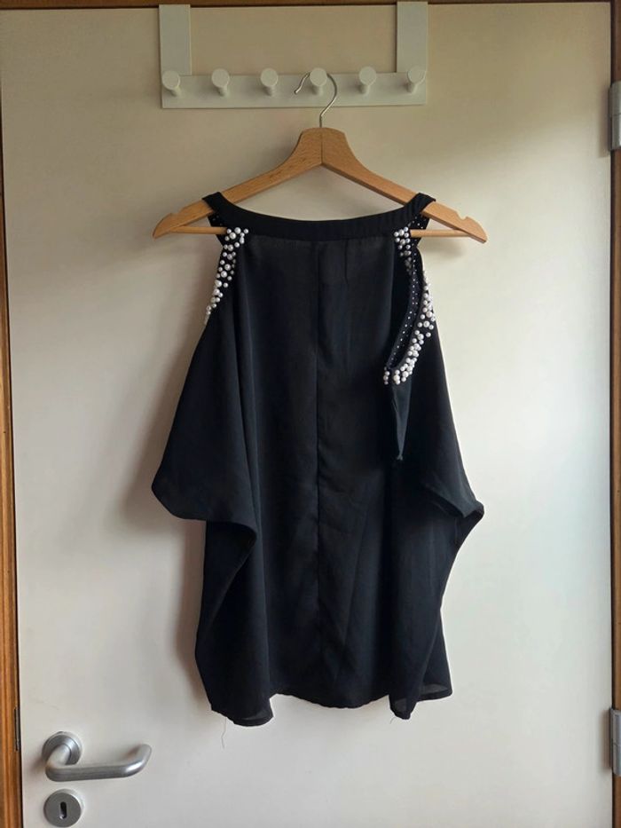 Blouse noire élégante perles MC Lorene - taille unique - photo numéro 5