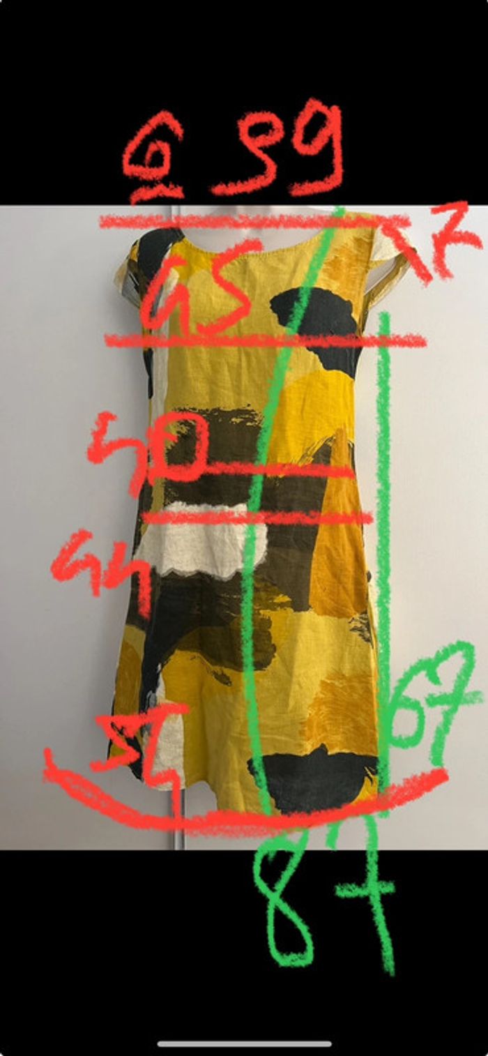 Robe été 100 % lin taille S jaune kaki - photo numéro 4