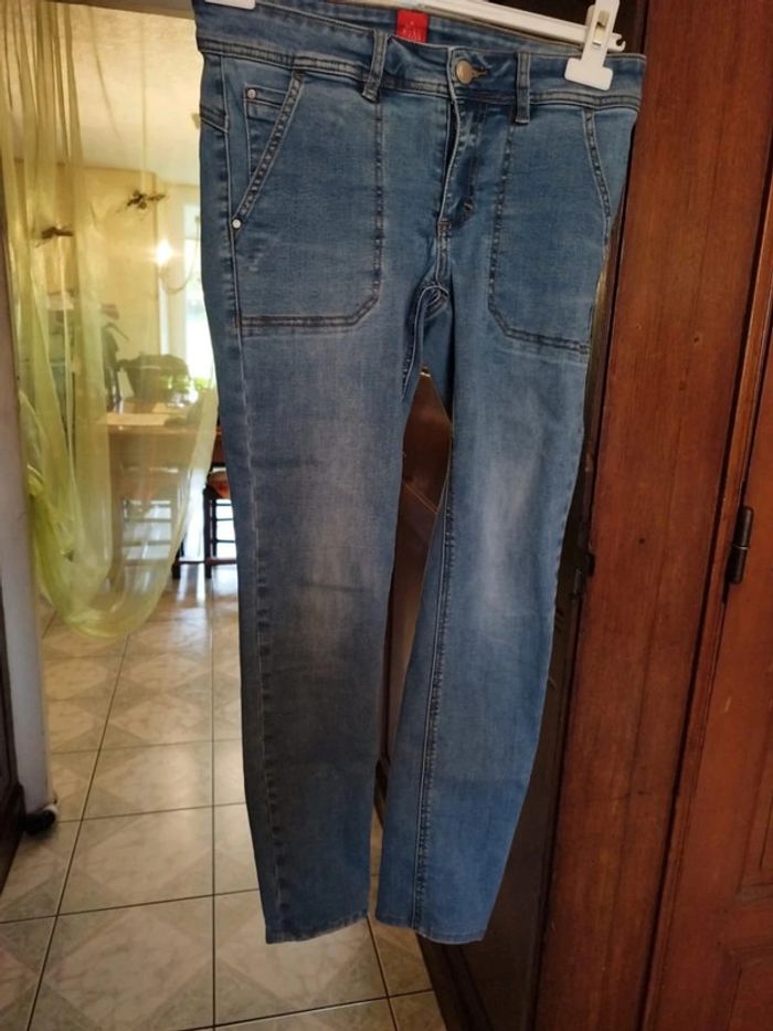 Jeans bleu clair skinny droit y2k vintage S/36 - photo numéro 4