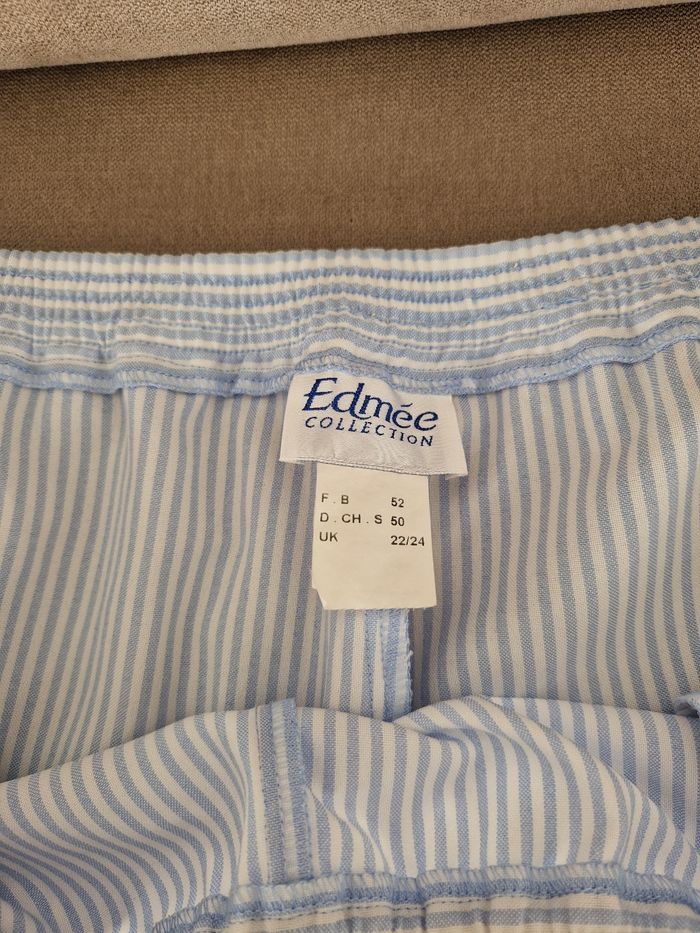 Pantalon blanc rayé bleu clair, Edmée Collection - photo numéro 7