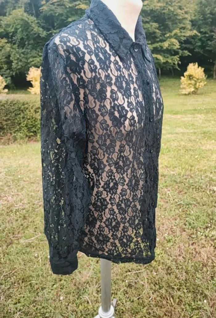 Magnifique chemisier femme noir élégant vintage authentique taille 38 40 m l dentelle noir - photo numéro 3