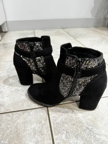 Bottine daim noires + sequins 37