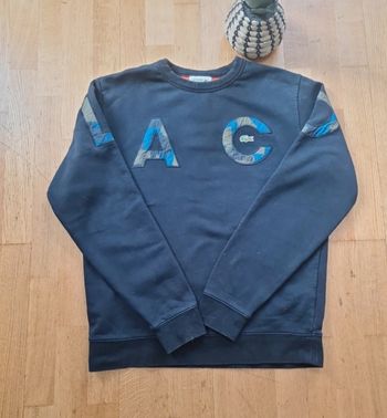 Très Beau Pull orignal Lacoste Noir +80% Coton Taille 4/M Bon état général