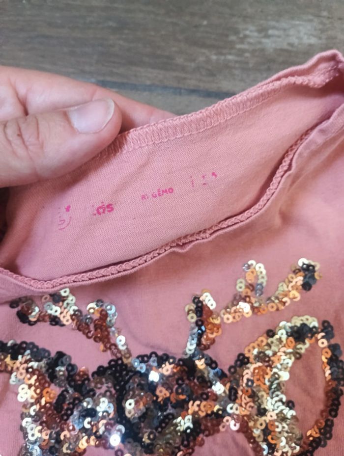 Tee shirt chemise manches longues Fille 5 ans biche cerf sequins Gémo - photo numéro 2