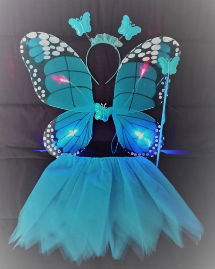 Déguisement papillon bleu à LED