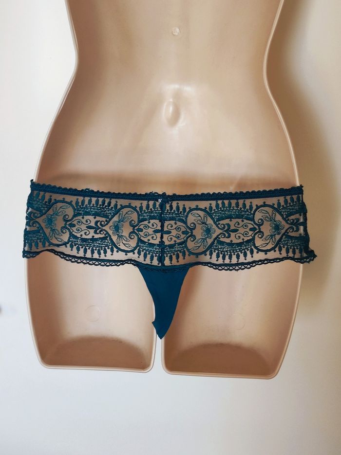 Tanga dentelle turquoise dentelle / Etam - 38/M - photo numéro 3