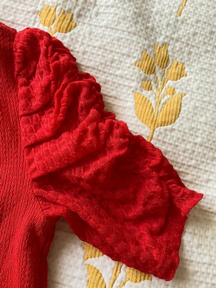 Blouse rouge Mango manches courtes longueurs blouse taille S neuf avec étiquette longueur 58 cm - photo numéro 6