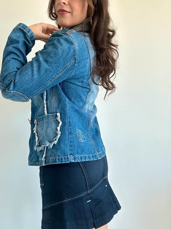 Veste en jean cintrée Y2K vintage années 2000 taille S - photo numéro 4