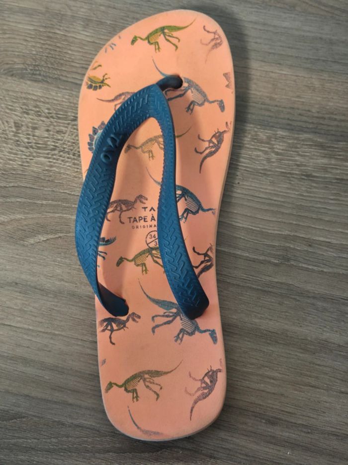 Tongs orange dinosaures Tape à l œil pointure 34 / 35 - photo numéro 3