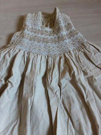 Magnifique robe coton été beige blanc T. 2-3 ans