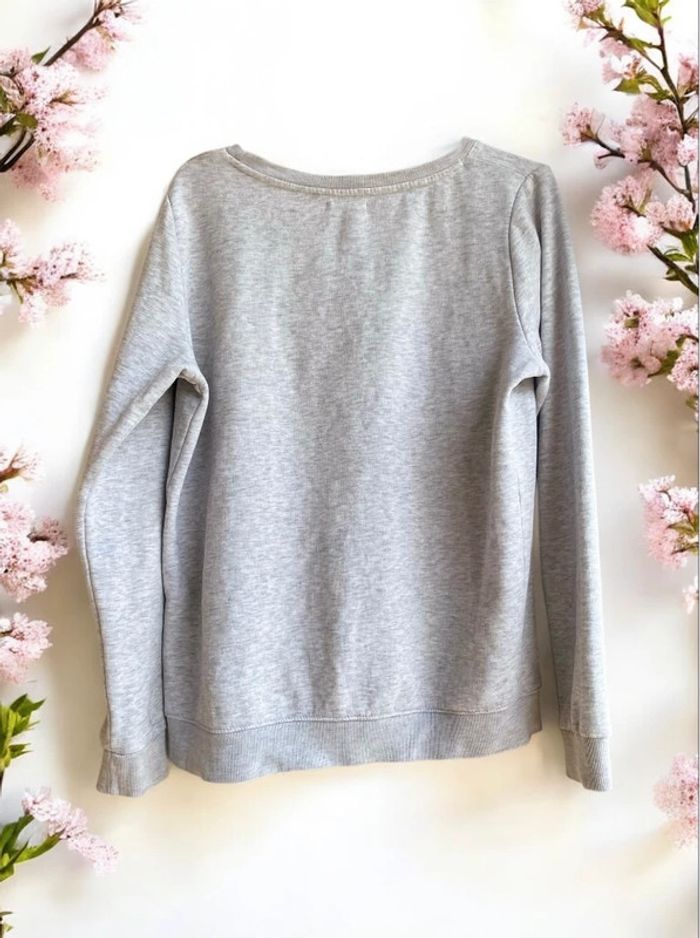 🎀Pull Gris "Team bonheur " Brodé Rose Taille M cache cache 🎀 - photo numéro 2