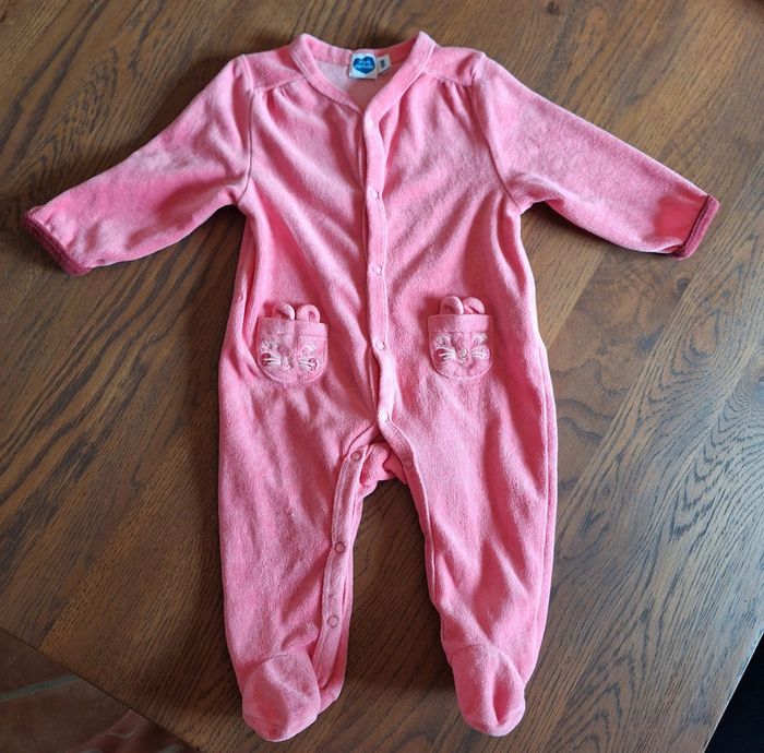 Pyjama Velours rose 6 Mois Mots d'enfants