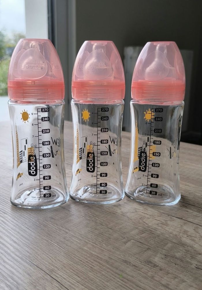 Lot 3 Biberons  en verre  270 ml