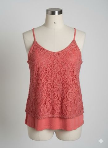 🌸 Débardeur Cache Cache en dentelle corail – Taille S