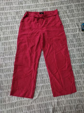 Pantalon court pantacourt rouge jambes larges en soie One step taille 40