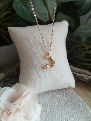 Collier lune en acier inoxydable plaqué k18