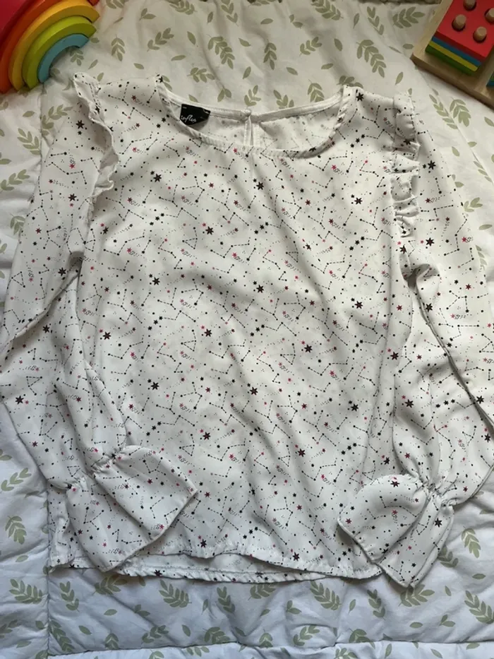 chemise manches longues blanc a motifs étoiles influx 8 ans - photo numéro 3