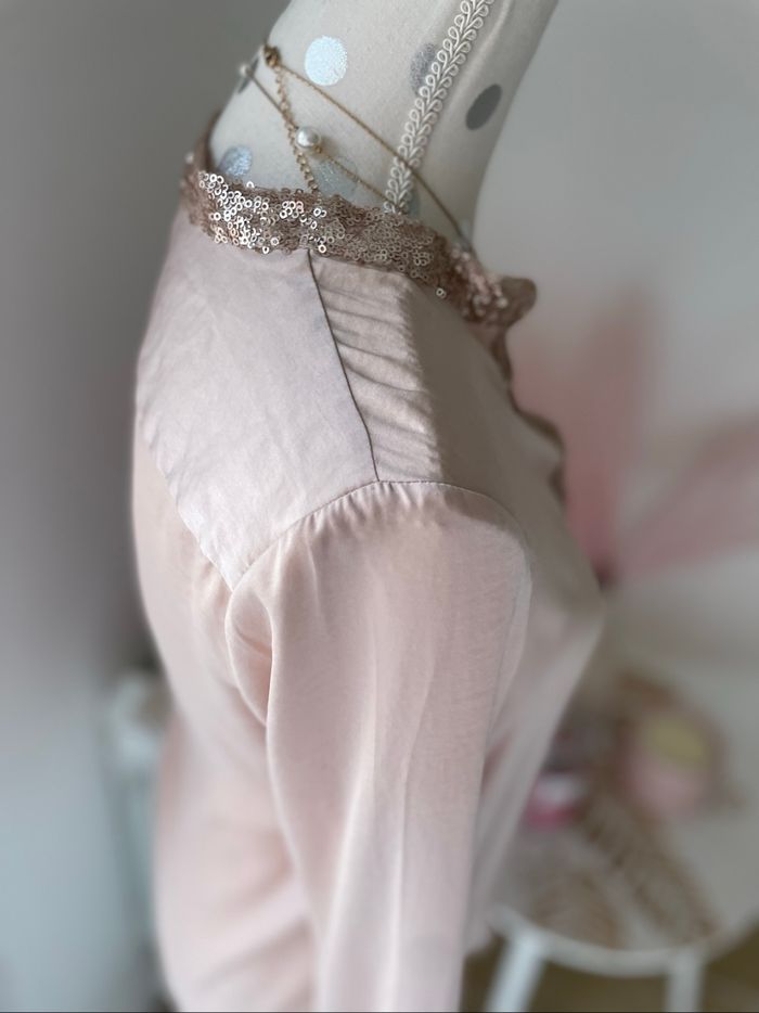 Blouse manche longue satiné col sequins 36 - photo numéro 5