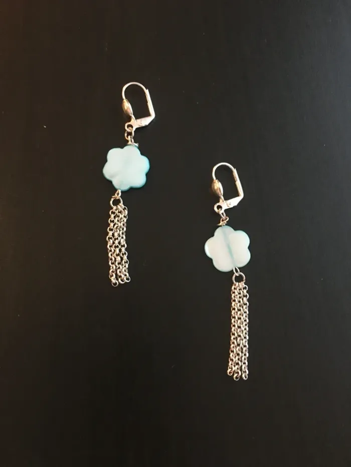 Boucles d’oreilles en nacre bleutée