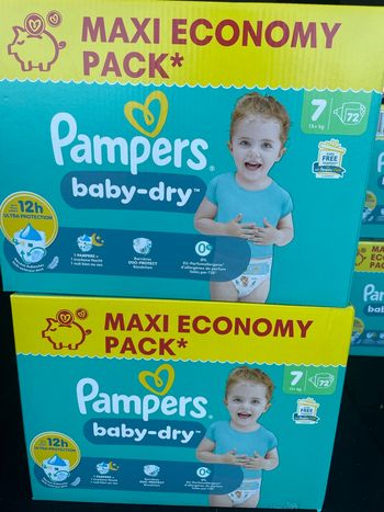 Vents pack 2 cartons Pampers taille 7 baby dry 