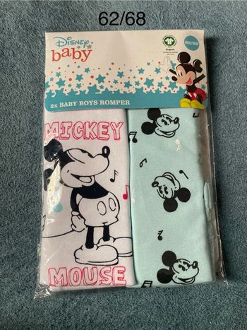 Lot de 2 body disney baby 62/68 Mickey sans manche