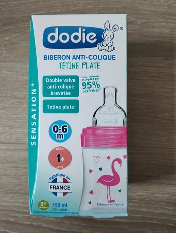 Biberon anti-colique tétine plate Dodie 0-6 mois rose