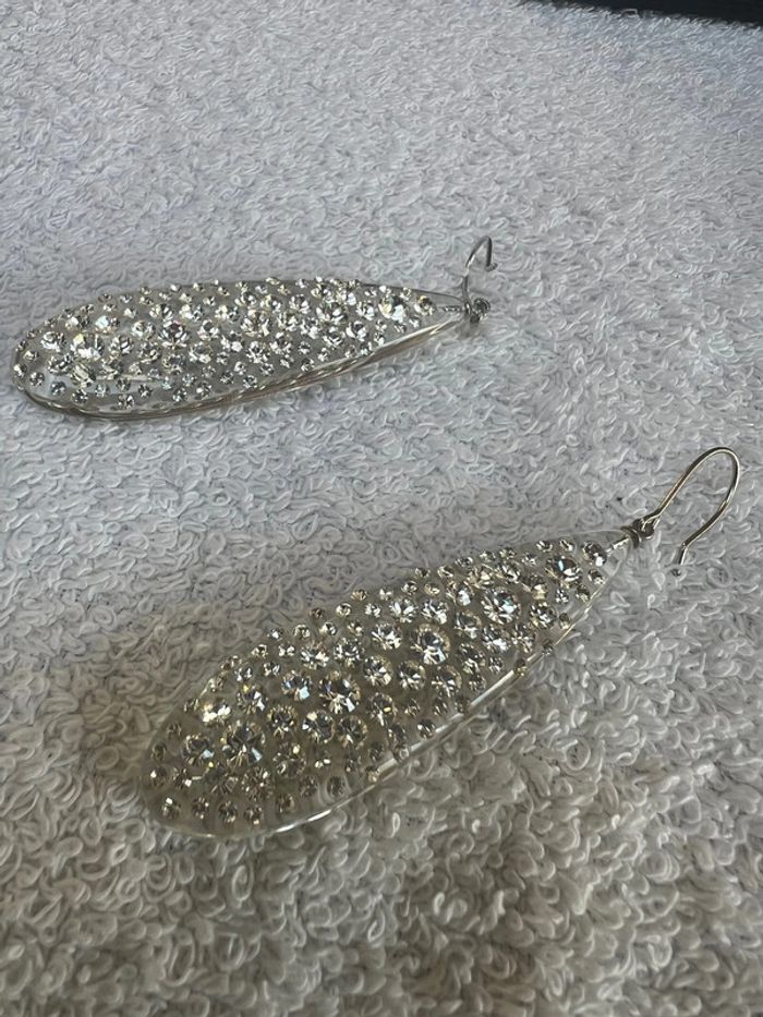 boucles d oreilles larme transparentes en cristal acrylique swarovski neuf 300 287 00