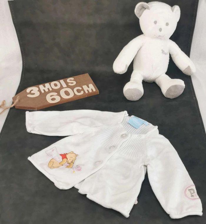 Gilet 👣 blanc,  Disney Winnie, 3mois/60cm - photo numéro 6